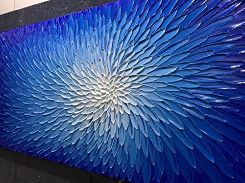 Amei Art, 30x60 inčni apstraktni cvijet teksturirane uljane slike 3D ručno oslikana okeansko plava zidna