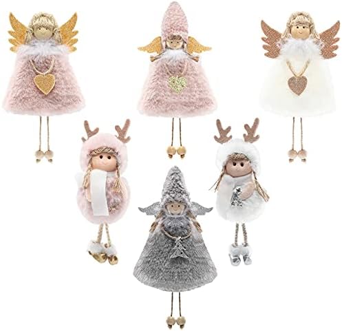 SKYLETY 6 komada Angel ukrasi Božić Angel Doll viseći ukrasi božićno drvo pliš ukrasi slatka Angel Doll