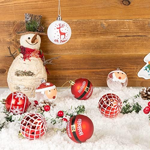 AMS 2.36/20ct Božić Ball Santa klauzula delikatna slika & svjetlucave Shatterproof stablo Hanging ukrasi