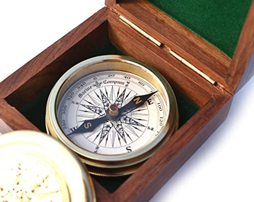 Antikvan mesinga Robert Frost Poem Kompas sa drvenim kutijom -romantičkim poklonima ideje za njega / nju