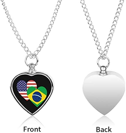 Brazilska Američka srčana Zastava pet Memorijalna urna Privjesak Ogrlica za uspomenu kremiranje nakit za