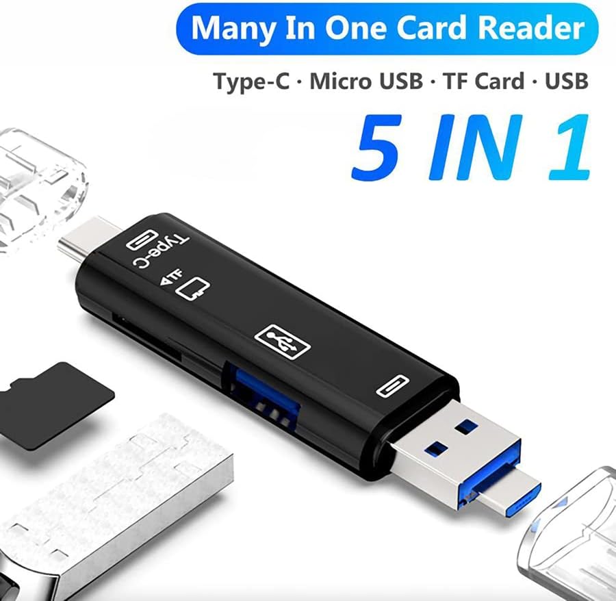 5 u 1 multifunkcionalni čitač kartica kompatibilan sa Motorola One Vision ima USB Type-C/ MicroUSB / Tf