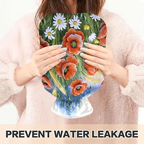 Flaše za toplu vodu sa poklopcem Mak Flowers vreća za toplu vodu za ublažavanje bolova, ruke za zagrevanje,