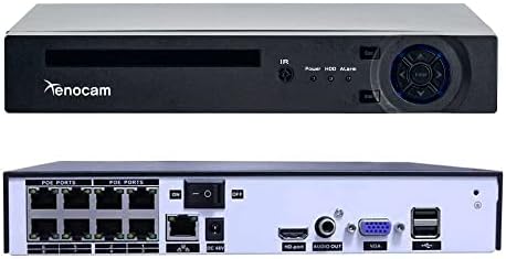 Xenocam 8Ch POE NVR 5MP H.265 Video snimač podržava 8 x 5MP / 4MP / 3MP 1080p IP kamere, upozorenja o otkrivanju pokreta USB sigurnosna kopija VGA i HDMI izlaz, bez HDD-a
