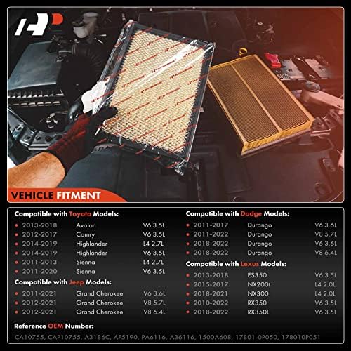 Premium Filt za prednji filter za prijemi sa 2 pc kompatibilan sa Chevrolet Camaro -2022, V8 6,2L, fleksibilnom