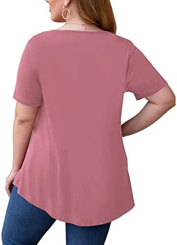 Plus Size Sakrij stomak cvjetni čipkasti vrhovi za žene 2023 ljeto kratki rukav posada vrat Tshirt labave