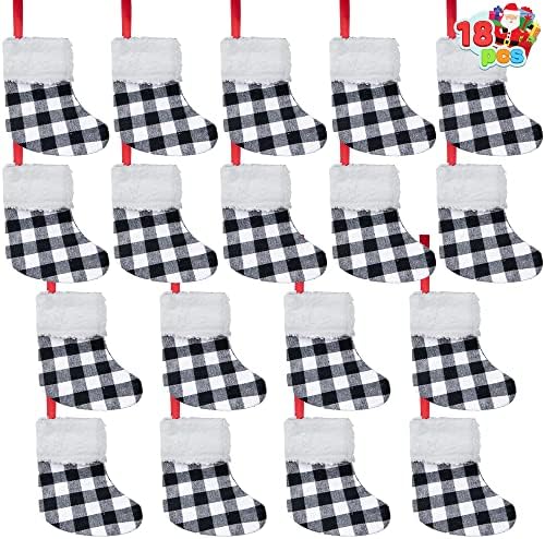 Joyin 18 pakovanje 5 Božićne čarape Božićne bijele crne bivole plairane čarape za odmor čarape za božićni