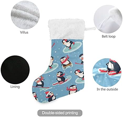 Xigua Slatke životinje Penguine Božićne čarape Bijelo plišane manžetne čarape za poklone za zabave ukras