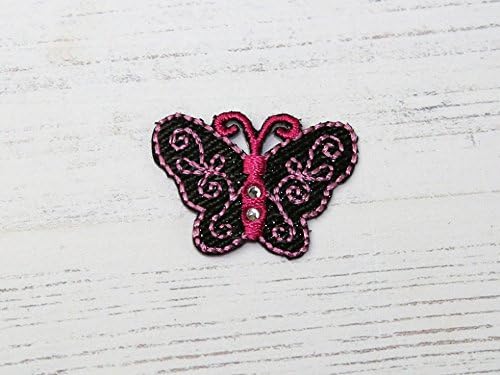 Leptir vezeno željezo na motivu Applique Black & Pink - svaki