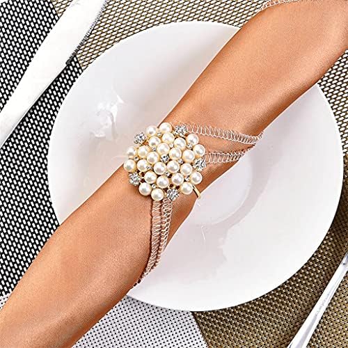 Xjjzs 12pcs Prstenovi salveta perla Pearl Rhinestone prsten za ubrus Vjenčanje Kuhinja Kuhinja Kuhinja Trpezarija