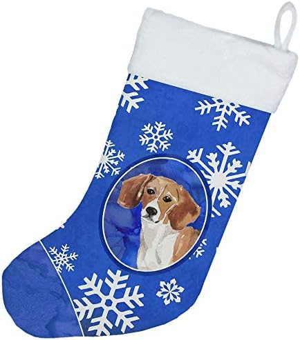 Caroline's Wires CK3941CS Zimske snežne pahulje Beagle Božićne čarape, kamin Viseće čarape Božićna sezona