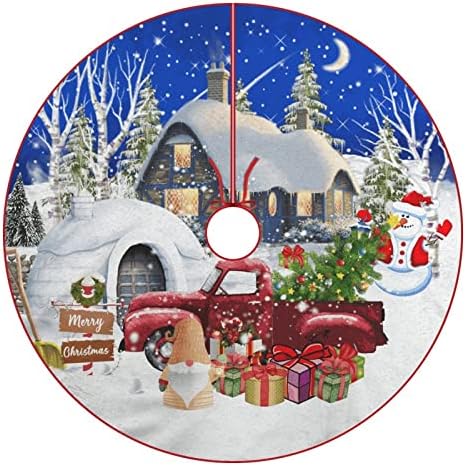 Sretan Božićni Snowman Xmas Tree Skirt Snowflake 30 x 30 Xmas ukrasi mat božićna stabla baza za rustikalnu