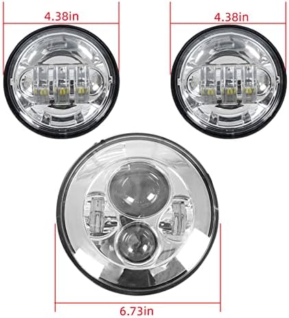 waltyotur 7-inčni LED farovi + 4.5-inčni prolazna svjetla zamjena za Road King Chrome