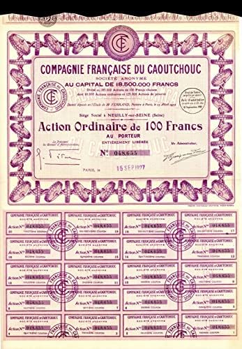 Compagnie Francaise du Caoutchouc-Stock certifikat