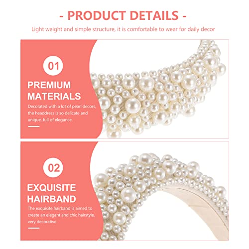Lurose Pearl Hair Accessories draguljima Headband Pearl Headband Baroque Pearl Padded Hairband Bridal Wide