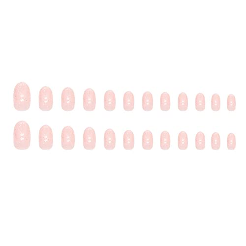 MISUD kratka okrugla presa na noktima Ovalni lažni nokti sjajni lepak na noktima Pink Gel elegantni veštački