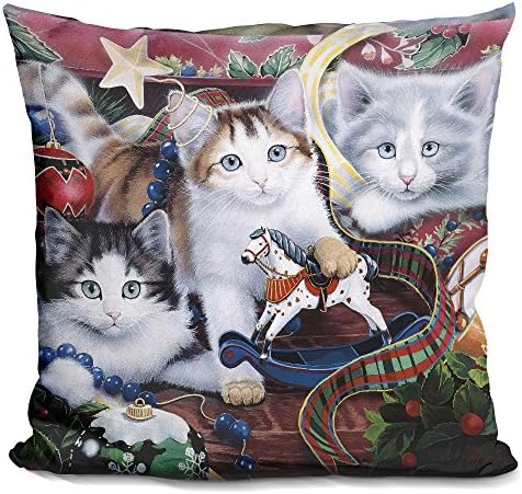 Lilipi božićni mačići i svi trim'ns dekorativni jastuk za bacanje akcenta