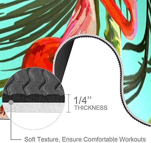 SDLKFRELI 6mm Extra Thick Yoga Mat, Flamingo uzorak Print Eco-Friendly TPE vježbe Mats Pilates Mat sa za