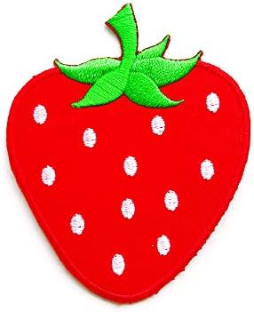 Th Lijepa crvena jagoda slatka loga za voće izvezena sa šivanjem na željeza na zakrpa za ruksake Jeans odjeća