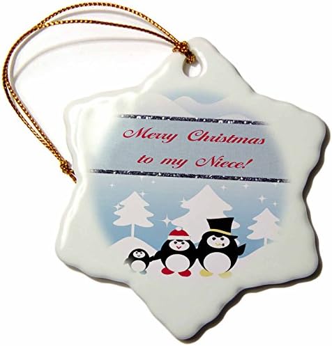 3drose orn_167325_1 porodica pingvina u zimskom danu, Sretan Božić,nećaka-ornament pahuljica, porcelan,