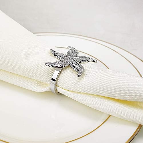 Starfish salvetni prstenovi set od 8 srebrnog jeseni zimski vjenčani ocean obalni nautički praznični zabava