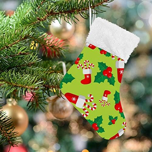 Alaza Božićne čarape Holly and Božićne čarape sa Candy Canes Classic Personalizirani mali ukrasi za čarape