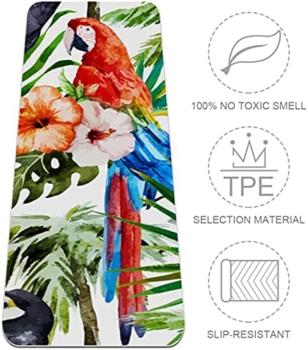 Debela neklizajuća Vježba & fitnes 1/4 prostirka za jogu sa Akvarelnim Papagajem toucan Birds cvjetni Print