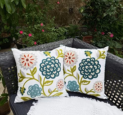Awebest cvjetni izgrađeni jastuk 18x18 opružni bacanje ukrasni jastučnici Šarene seoske posude za obloge