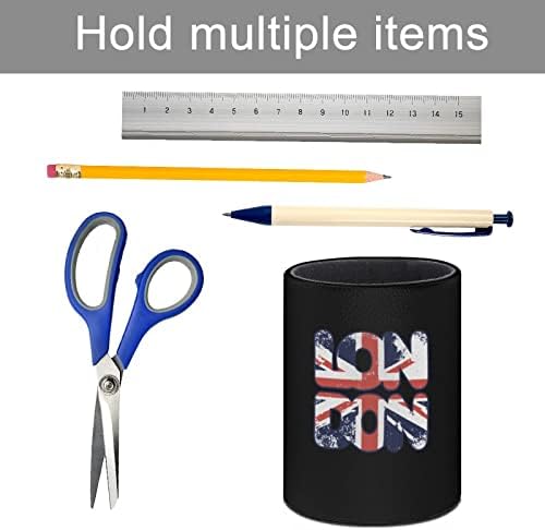 Volim London UK zastavu PU kožna olovka držači okrugli Pen Cup kontejner obrazac stol Organizator za ured