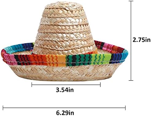 Topgalaksija.Z 6 Pack prirodna slamka Mini Sombrero/Mini Meksički šešir za zabavu, stolni pribor za zabavu,