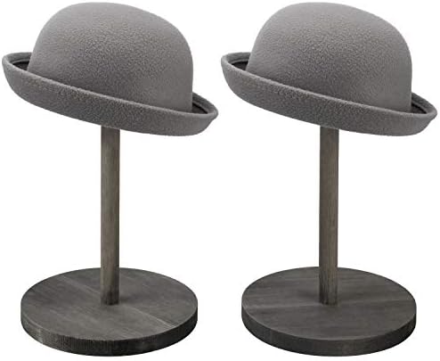 MyGift Vintage siva stalak za šešire od punog drveta sa naslaganim kružnim diskovima kupola, stalak za držač