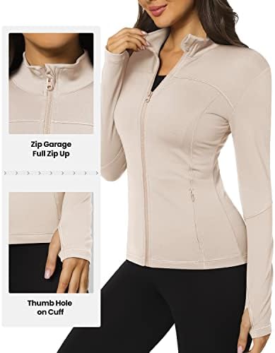 COLORKIN Workout Jakne za žene pune zip atletičke jakne sa džepovima Slim Fit Yoga jakna s rupama s palcem