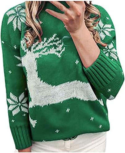Ženski božićni džemperi Fashion Santa vezeni okrugli vrat pleteni džemperi Claus Duks okruglog vrata Porodica
