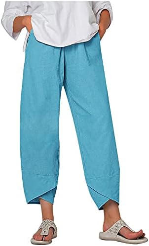 Ljetne pamučne hlače Pamuk za odmor za odmor za dame ženske radne hlače ured povremenog sa džepovima