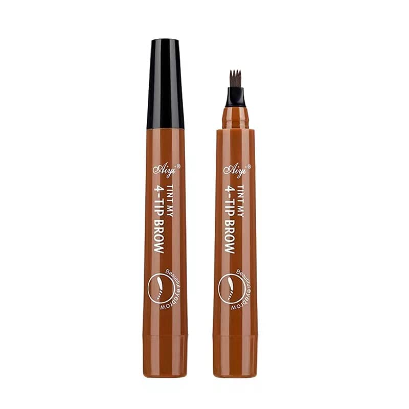 Olovka za obrve, olovka za obrve u 4 tačke vodootporna smeđa šminka za oči,kompleti obrva sa 3 šablona za