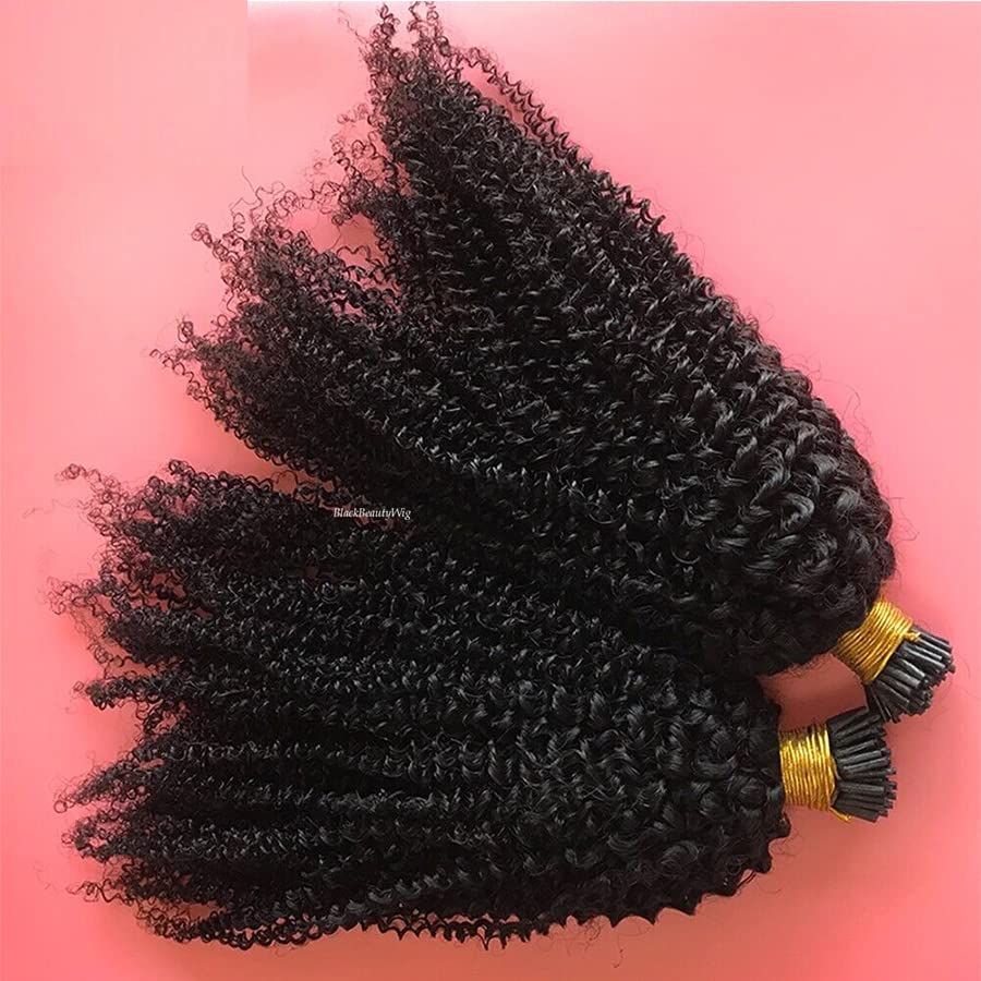 Microlink Kinky Curly i Tip Human Hair Extension mongolski Remy Hair Pre Bonded Micro Beads Keratin Stick