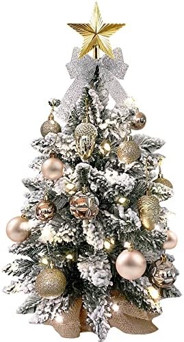 2ft mini božićno drvce sa laganim umjetnim malim stolom crnim božićnim ukrasom, izvrsni dekor i Xmas ukrasi