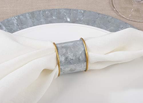 Saro Lifestyle pocinčani prstenovi salveta sa zlatnim obručem, srebrom