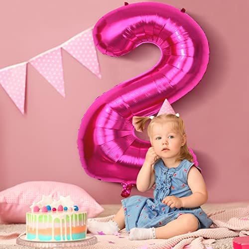 Giant, ružičasti broj 2 Balon 40 inčni dva balon | Light Pink 2 Balon Broj | 2. rođendan Dekor za djevojku