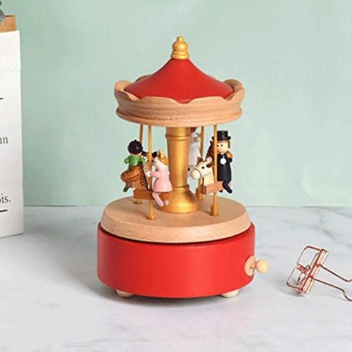 Shypt Merry-Go-Round Box Geometric Music Poklon Unisex Drveni božićni konj karusel
