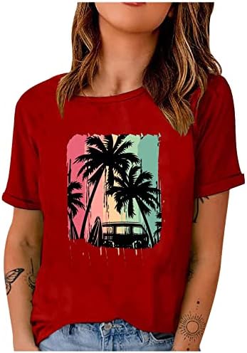 Vrhunska majica za djevojke Jesen Ljetni kratki rukav pamuk pamučni brod grafička plaža Top FP FP