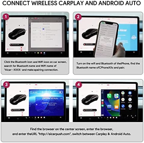 Binize bežični karplay i Android Auto adapter za tesla Model automobila 3 / Y / X / S, Carplay / Android Auto bežični dongle za Tesla, EQ / SWC / OTA ažuriranje, nije potrebna SIM kartica za iPhone 8 + / Android 11.0+ telefoni