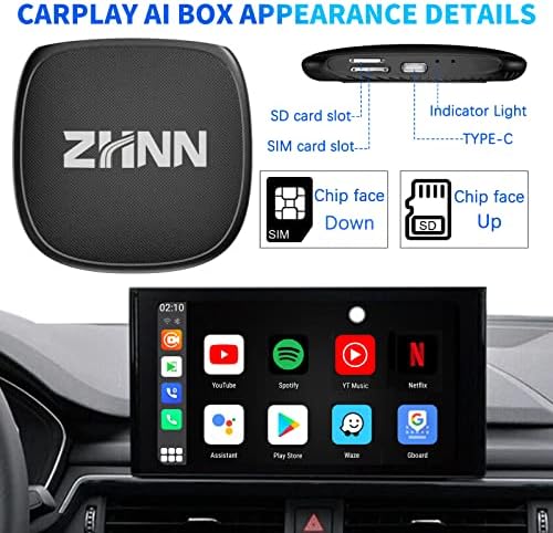 Zhnn Android 11 Carplay AI Box 2023, 3 + 32G, Multimedia Video Box Support Wireless Car Play & Android Auto,