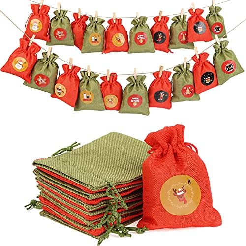 24 kom Božić vezice torbe Burlap,božićno drvo torba torbica Candy torba poslastica torba Goody torbe Božić