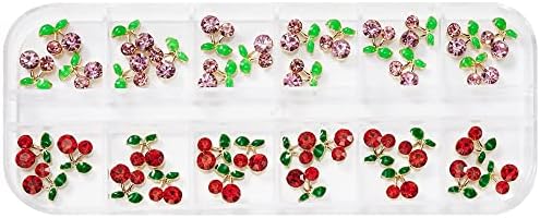 Mini Red Pink Cherry nokti čari sjajni Rhinestones 3d Legura Luksuzni nokti Art Accessories Glitter metalni