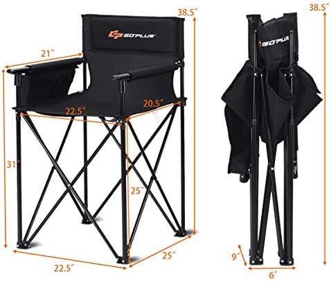 Goplus sklopiva stolica za kampiranje, Vanjska Prijenosna stolica za plažu Pojačani dizajn sa odvojivim