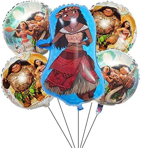 Lalofe Moana party dobavljač 5pcs moana foil baloni za djecu za bebe tuširanje rođendana ukrasa