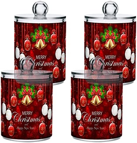 Alaza 2 Pack Qtip Držač Dispenzer crvene iskrikle pahulje Božićne kuglice Kupatilo Kanisteri za pamučne
