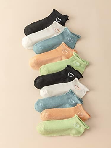Oyoungle ženski 10 pari crtani izraz Print čarape za gležnjeve prozračne meke trčanje čarape