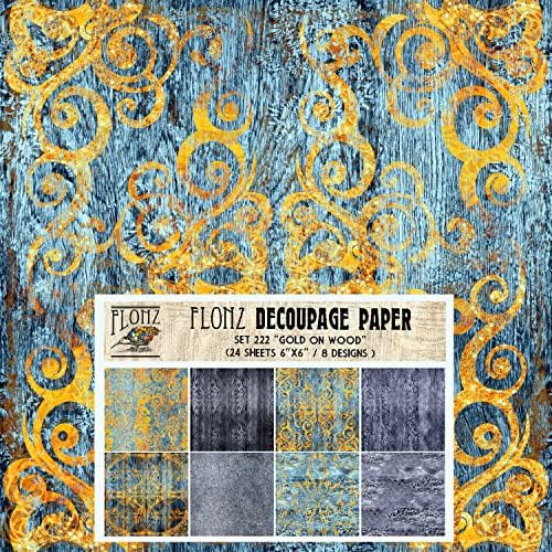 Decoupage Papir Pack Gold na starom drvu Vintage stilzirani bešavni umjetnički deko uzorak papir za dekupaž,